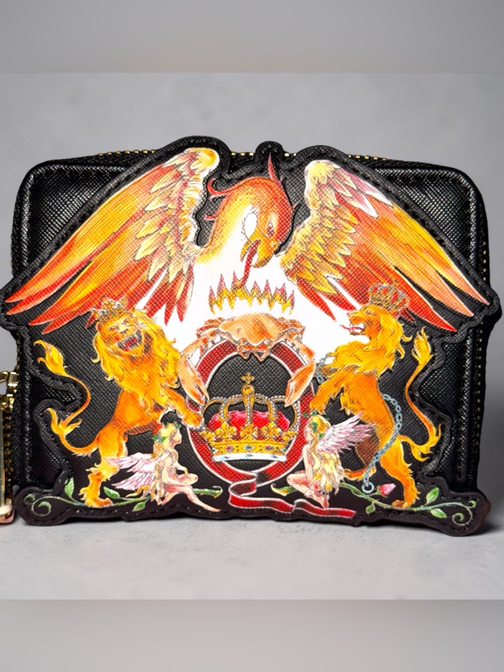 Loungefly Black Queen Crest Logo Zip Around Wallet